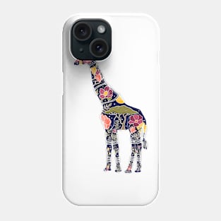 Floral Giraffe Silhouette - Dark Skies Phone Case