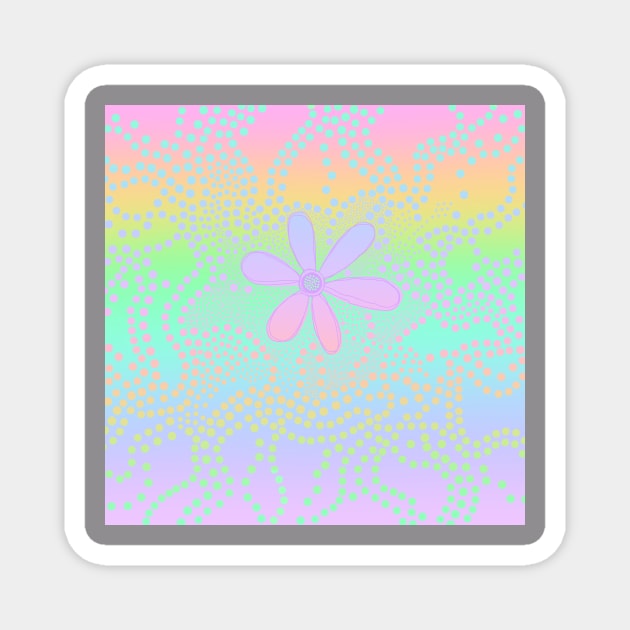 Pastel Rainbow Flower and Dots Magnet by Whoopsidoodle