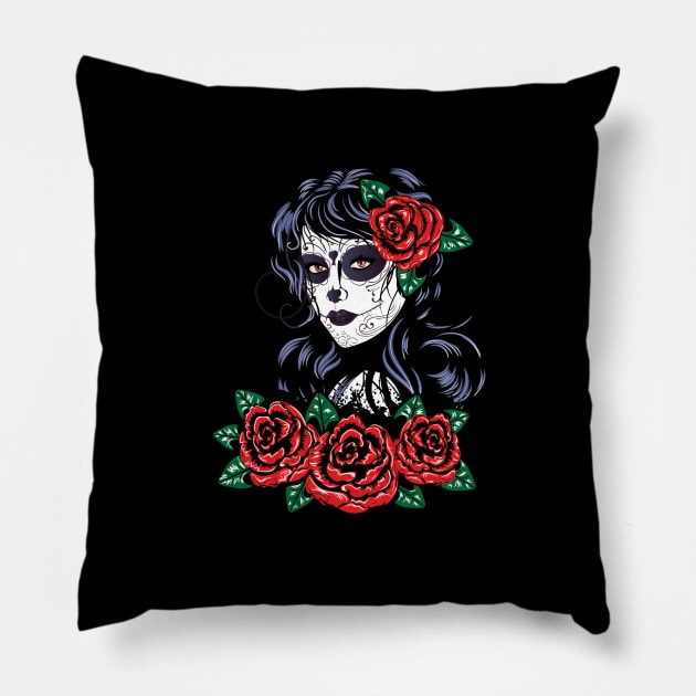 Day of Dead Girl Pillow by AnnArtshock