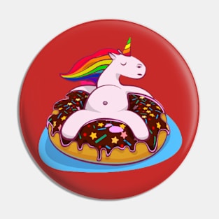 LGBT Rainbow Unicorn Chillin On A Donut Pin