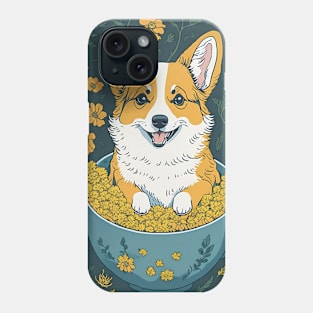 seamless patterns yellow flowers corgi Phone Case