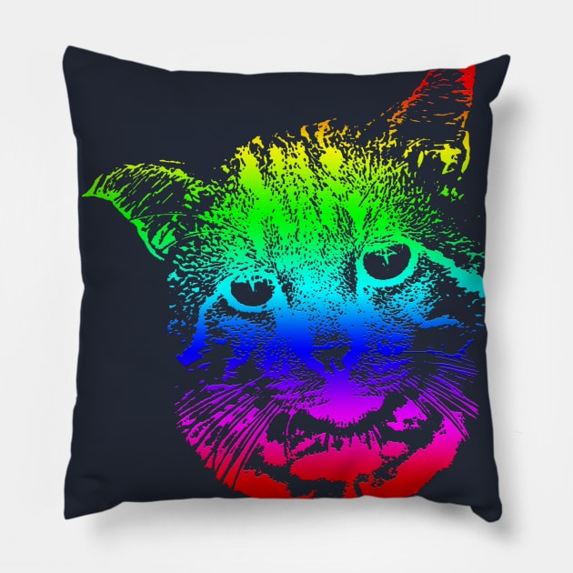 Rainbow Cat Design Pillow by Aziz