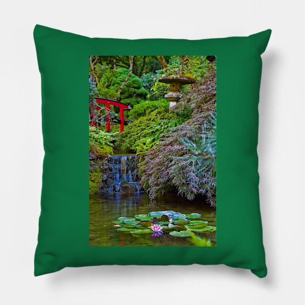 Canada. BC. Butchart Gardens. Japanese Garden. Pillow by vadim19