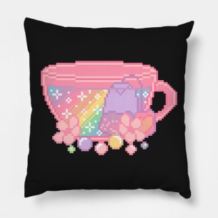 Rainbow Tea Pixel Art Pillow