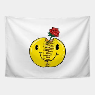 Melted Smiley Emoji Rose Tapestry