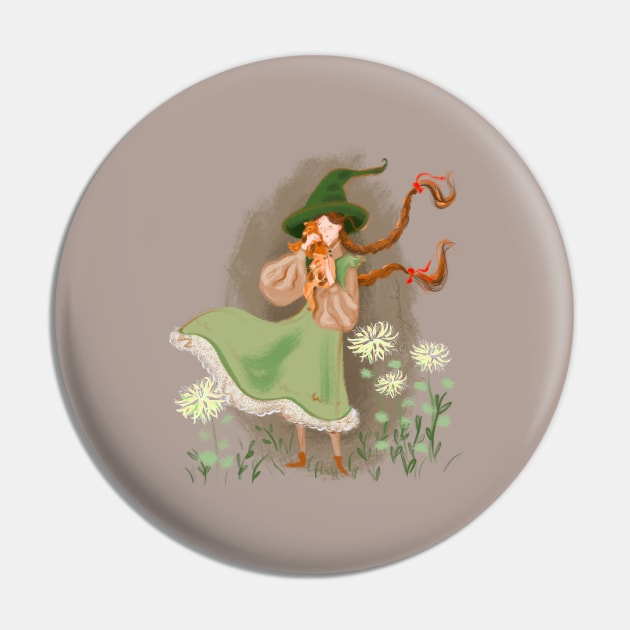 Cottage core witch with fox cubs Pin by Orangerinka