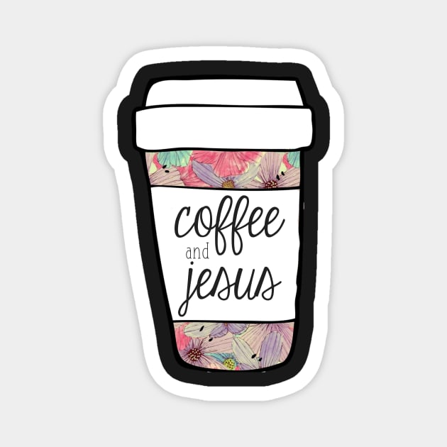 Coffee and Jesus Pastel Floral Mug Magnet by annmariestowe