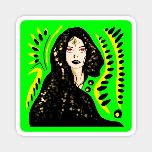 bright fortune teller woman in ecopop stars art Magnet