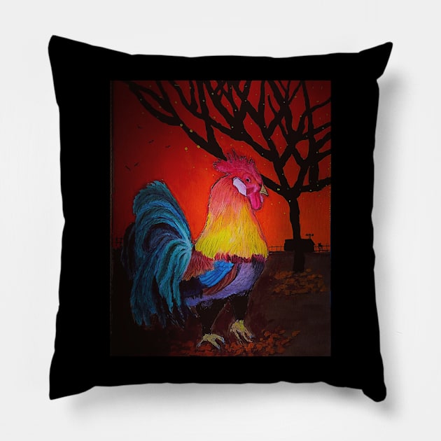 Rooster Pillow by teenamarie23art