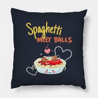 Funny Spaghetti Meet Balls Food Pun, Spaghetti And Meatballs Pillow