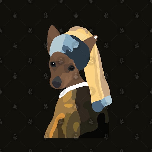 Pinscher with a pearl earring by uncutcreations