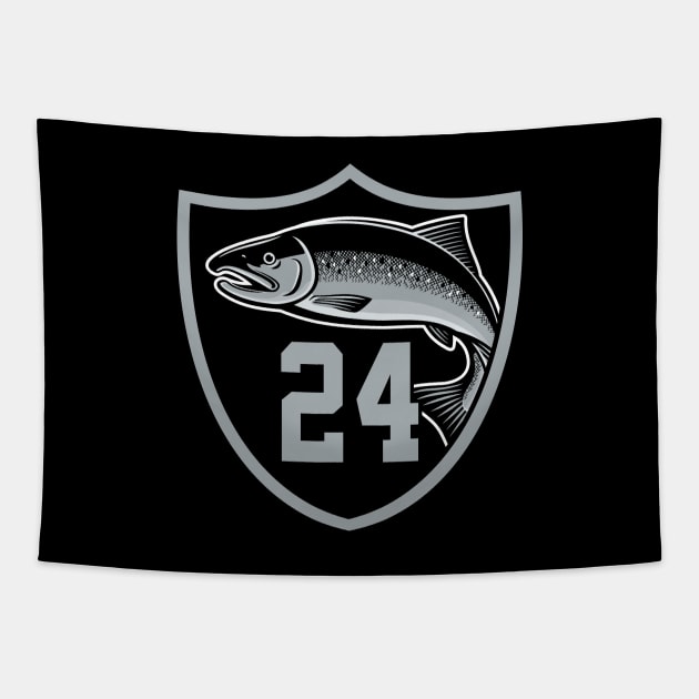 Raiders Johnathan Abram Salmon Tapestry by fatdesigner