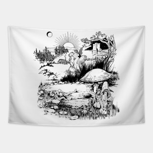 Fantasy Landscape Drawing Tapestry