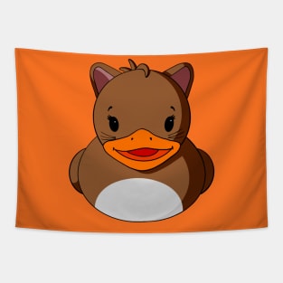 Brown Cat Rubber Duck Tapestry