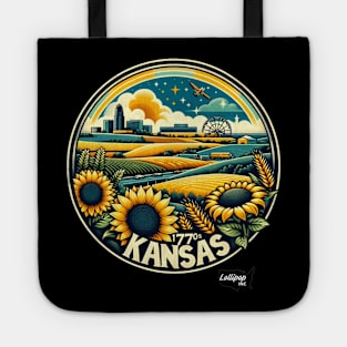 Kansas Gold: Sunflower & Prairie Charm - American Vintage Retro style USA State Tote