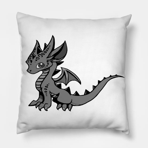 Blue dragon - Diin Dovah (black and white) Pillow by Dragon Works