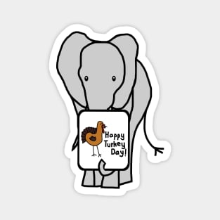 Big Gray Elephant with Thanksgiving Turkey Greetings Magnet