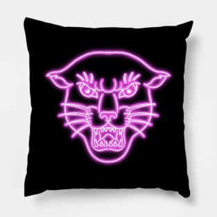 Panther Neon Sign Old School Tattoo Pillow