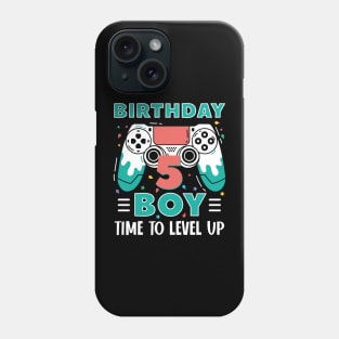 5th Birthday Boy Gamer Funny B-day Gift For Boys kids toddlers Phone Case