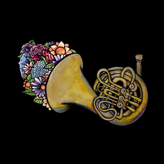 Floral French Horn by bubbsnugg