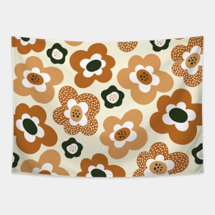 Funky Floral Pattern in Earthy Tones Tapestry