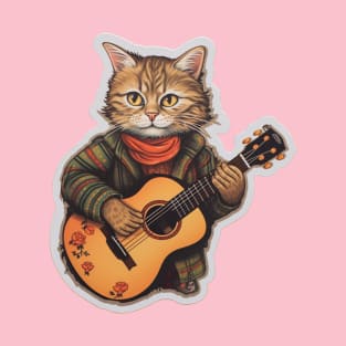 Cat with a guitar - Sticker for music fans and furries! T-Shirt