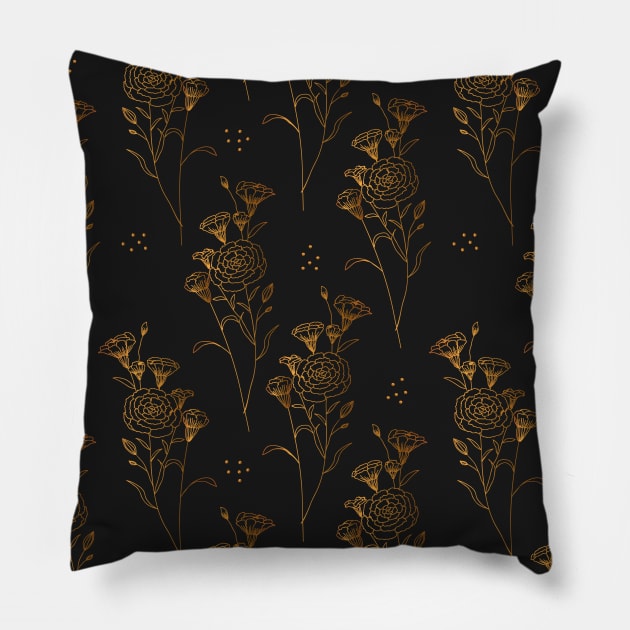 Luxury golden floral pattern Pillow by iorozuya