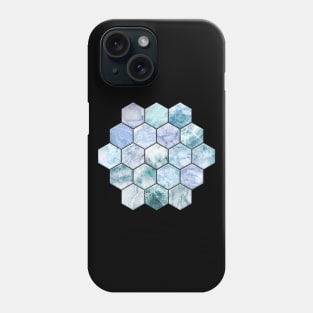 Ice Blue and Jade Stone and Marble Hexagon Tiles Phone Case