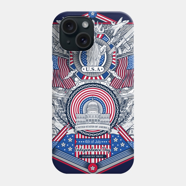 vintage frame happy fourth of july independence day of united states of america Phone Case by ginanperdana