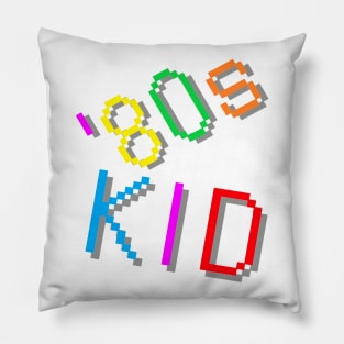 '80s Kid. Colorful Retro Design. (White Background) Pillow