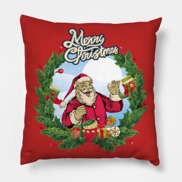 happy retro santa Pillow by Rossla Designs