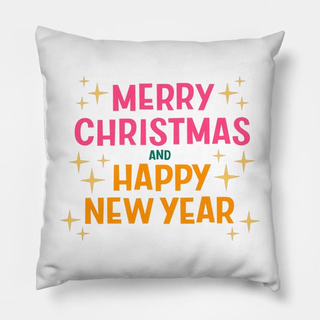 Merry Christmas and Happy New Year Pillow by Trendy-Now