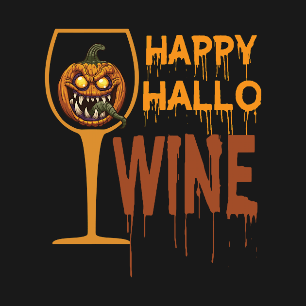 Happy Hallowine Halloween Wine Glasses Drinking T Shirt by LaurieAndrew