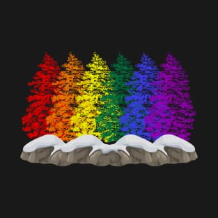 LGBTQ Gay Lesbian Pride Winter Christmas Trees T-Shirt