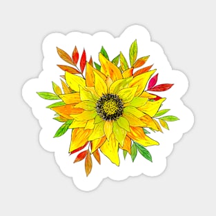 Sunflower and Autumn Leafs Magnet