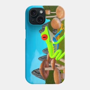 Cute Frog In A Mushroom Garden - 3D Animated y2k 2000s Computer Look Phone Case