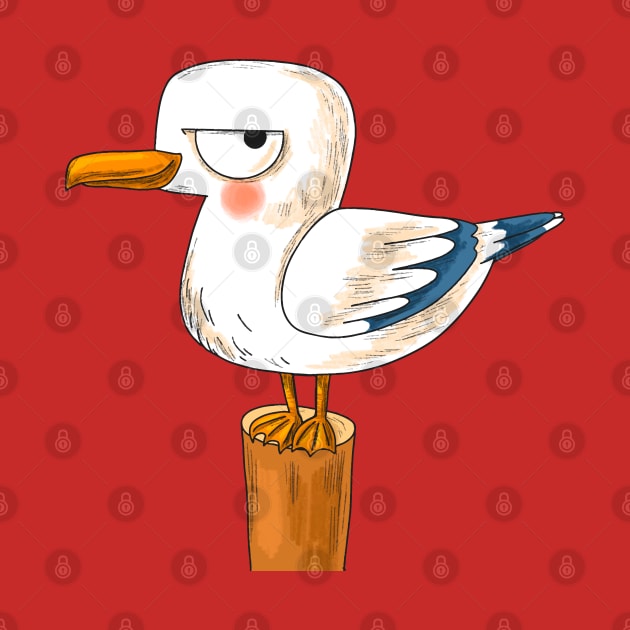 Hand Drawn Cartoon Seagull by Mako Design 