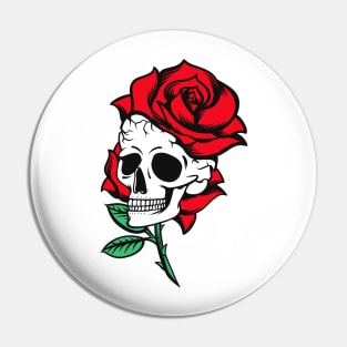 Skull and Rose Pin