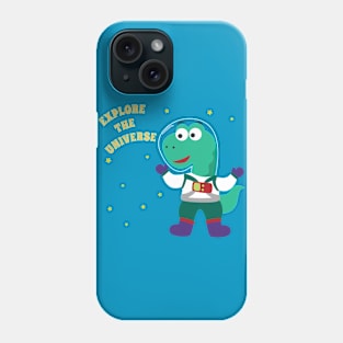 Funny dinosaur in space. Dinosaur in outer space. Phone Case