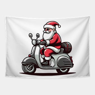 Santa On Scooter Tapestry