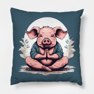 Pig Yoga Namaste National Pig Day Humor Pillow