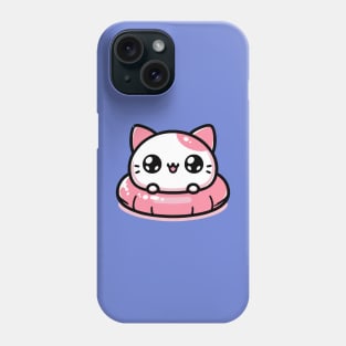 Kawaii Cat on a Pool Float Phone Case