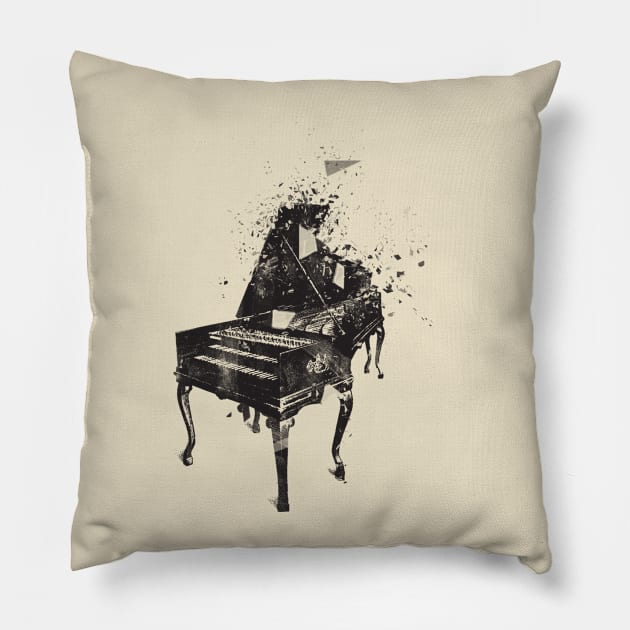 Vintage Piano Shattered Pillow by Sacrilence