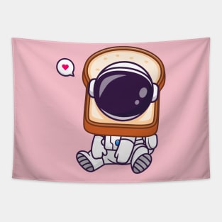 Cute Astronaut With Bread Cartoon Tapestry