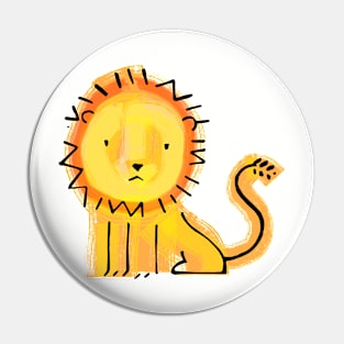 Childish lion illustration or drawing Pin