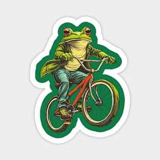 Funny Frog On A Bike Magnet
