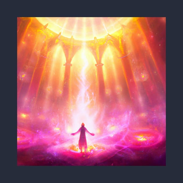 Mystical Heavenly Light Engulfs Lone Monk by Star Scrunch