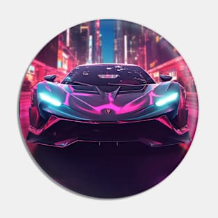 Asian Neon City Sports Car Pin