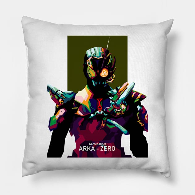 Arka Zero In Pop Art Trend Pillow by animaperio pixel retro