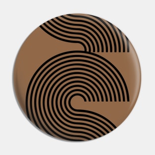 Zen Brown Retro Mid Century Line Pattern Pin